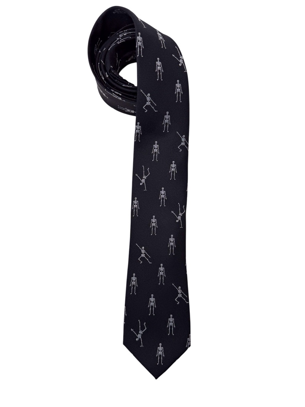 The Tie Bar Skeleton Necktie Halloween 100% Silk
